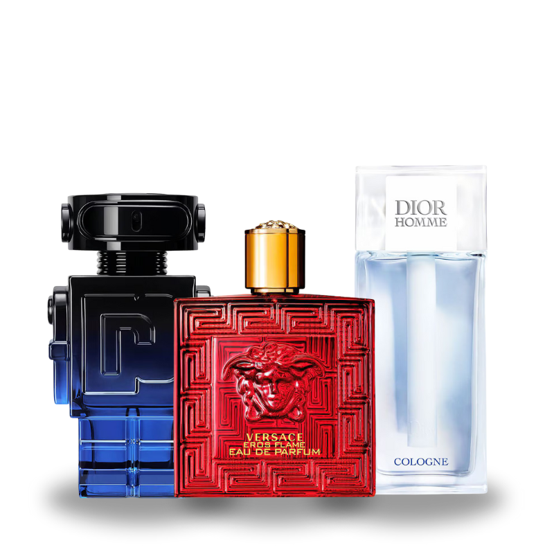 Combo de 3 Perfumes Rabanne Phanton Intense, Versace Eros Flame e  Dior Homme Cologne 100ml